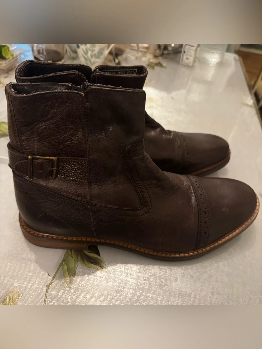 Ben Sherman Brown Real Leather Boots - Classic Cap-Toe Chelsea Style Size 11